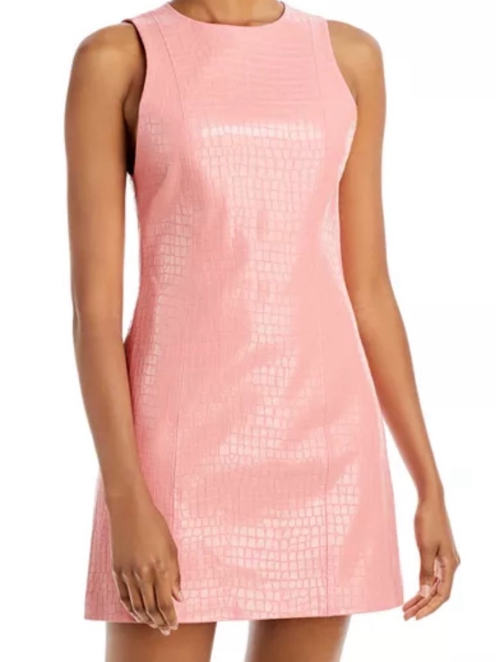 Alice + Olivia Croc-Embossed Sleeveless Dress in Bubble Gum Pink